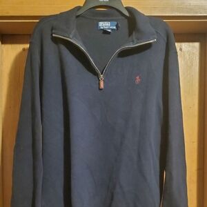 Ralph Lauren Navy Cotton 1/4 Zip Sweater